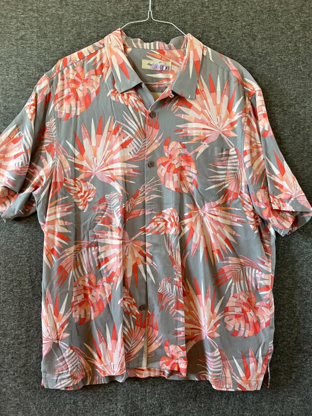 tommy bahama short sleeve hawaiian cruise beach camp mens shirt 2XL 100% silk